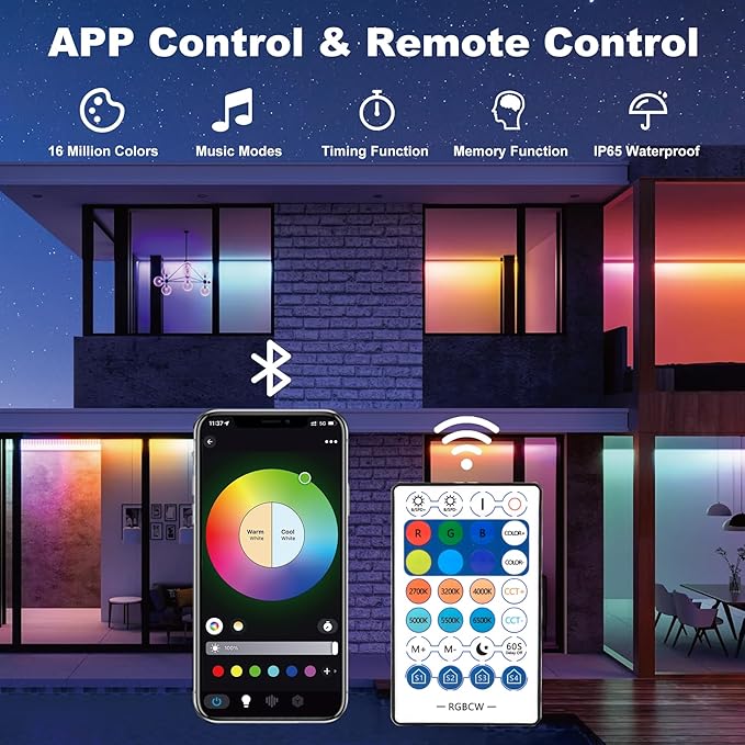 T-SUN RGBCW Wall Washer Lights 2 Pack 50W Stage Wash Light Bar Smart APP & Remote Control Music Sync Memory Timing Color Changing Wash Light for Stage Birthday Party Wedding Outdoor Indoor