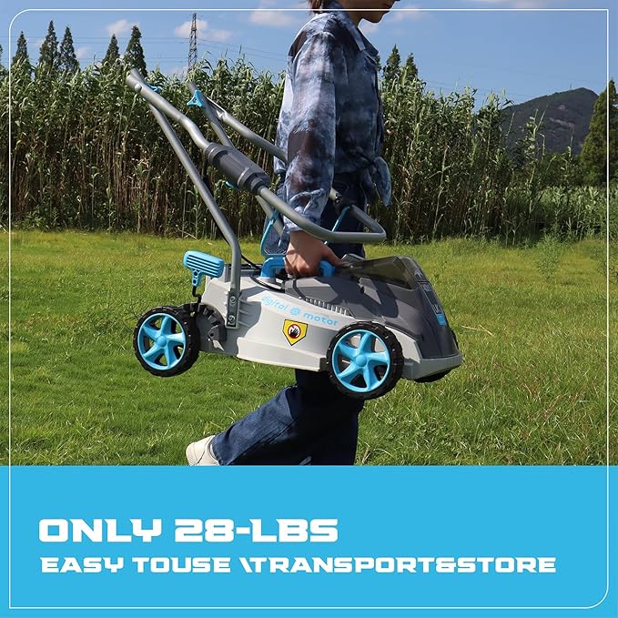 13“ Cordless Lawn Mower, 13 Inch Lightweight Lawn Mower, 40V Lithium-ion Lawnmower w/Brushless Motor, 5 Cutting Heights Adjustable -Low Noise 2 in 1 Push Mower with 2.0ah Battery & Charger