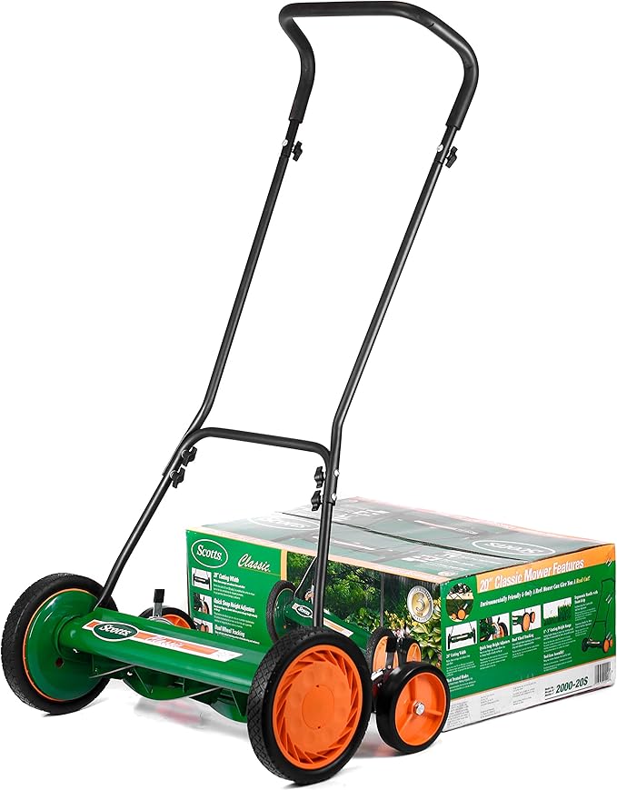 Scotts Outdoor Power Tools 2000-20S 20-Inch 5-Blade Classic Push Reel Lawn Mower, Green