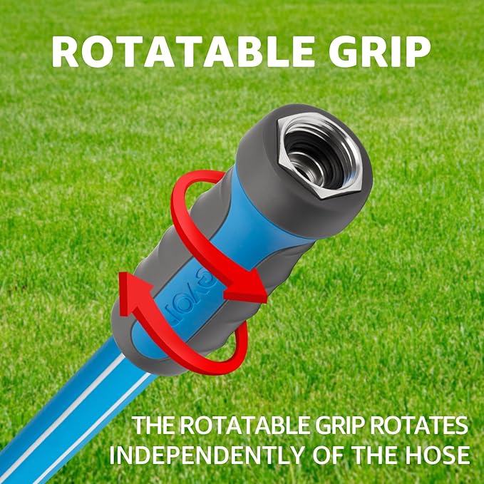 Fevone Garden Water Hose with Solid Aluminum Fittings for Patio & Garden, Drinking Water Safe, 5/8" x 55 ft