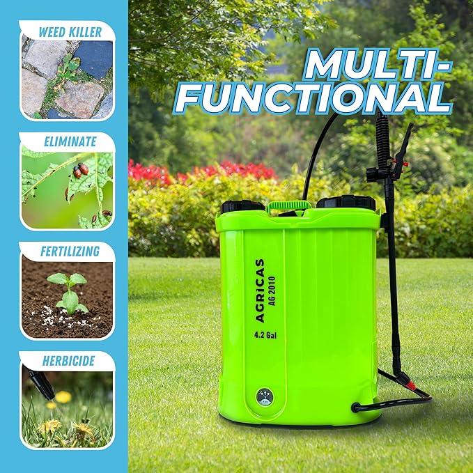 Battery Powered Backpack Sprayer 4.2 Gallon, Adjustable 0-100 PSI Pressure, Compatible with Makita 18V Battery, 7 Nozzles, Telescopic Wand, Charger Included, Electric Sprayer, Lawn & Garden Use