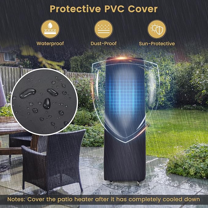 Giantex 41,000 BTU Outdoor Heaters for Patio - Propane Patio Heater, Outside Space Heater with Protective Cover, Wheels & Adjustable Feet, CSA Certification, Portable Gas Heater for Garden, Yard (Mix Gray)