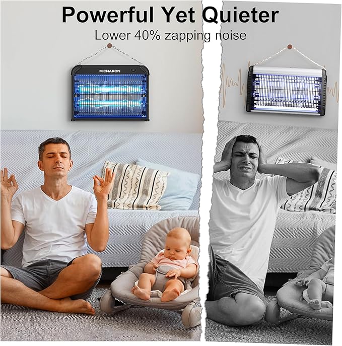 Upgraded Indoor Bug Zapper, 3800V Powerful Electric Indoor Insect Killer - 2 Extra Replacement Bulbs, Fruit Fly Trap Bug Mosquito Killer Lamp