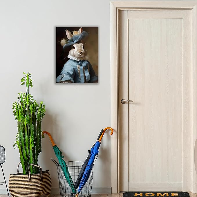 Jatinoo Easter Decorations Rabbit Decor Vintage Bunny Wall Art Dressed Bunny posters gothic home decor for room aesthetic 11.5 X 15 Inches