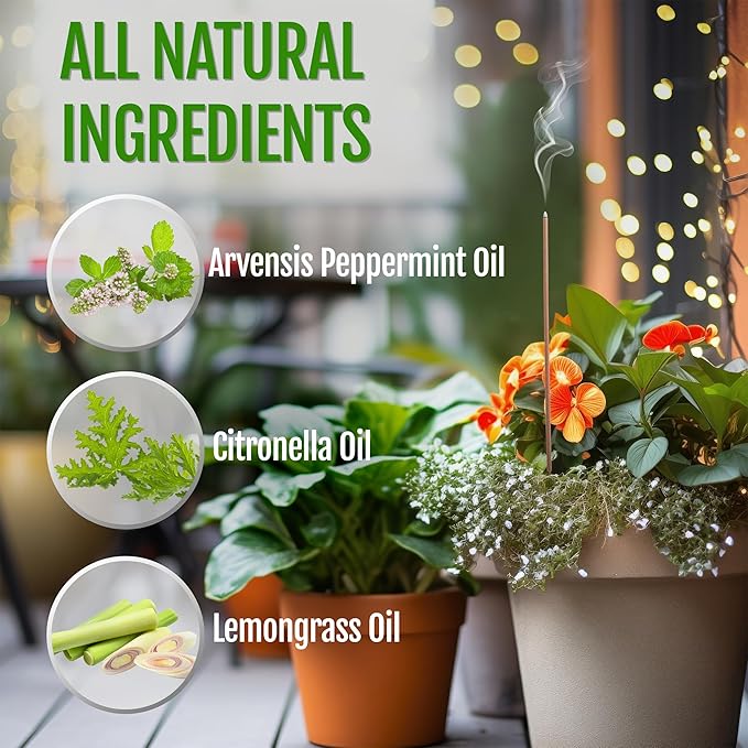 Farm Raised Candles - USA Made Mintronella - Natural Mosquito Repellent Sticks – 100 Pcs - Outdoor Insect Sticks – Citronella & Peppermint – Bug, Fly, Gnat, No-See-Um for Patio & Camping