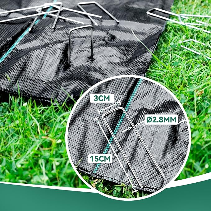4ftx100ft Landscape Fabric, Weed Barrier Fabric Heavy Duty 3.2oz, Woven Geotextile Weed Blocker Landscaping Fabric, Garden Ground Cover Weed Control Mat with 20 Staples (2 Pack 4x50ft)