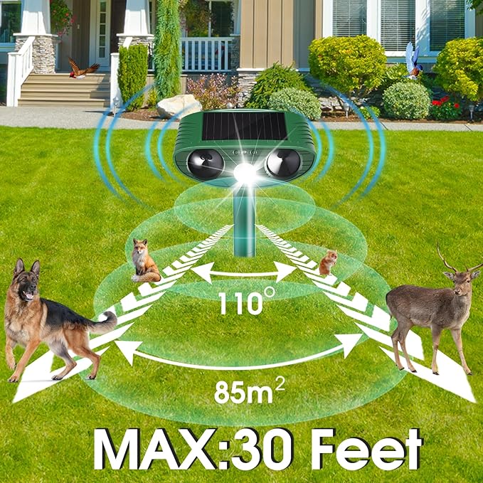 Cat Repellent Outdoor,2 Pack Solar Animal Repeller Ultrasonic Cat Deterrent with Motion Sensor Waterproof Pest Repeller Animal Deterrent for Garden Yard Skunks,Raccoon Birds Squirrels Deer
