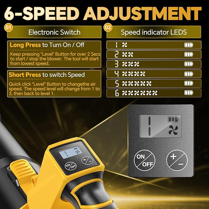 ELRINA Leaf Blower Cordless with 2 x 3.0Ah Batteries and Charger, 6-Speed Mode Lightweight Electric Blowers for Lawn Care, Yard Cleaning, Blowing Leaves, Dust, Snow Green, with Shoulder Straps