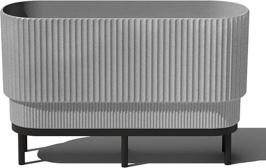 Veradek Demi Series Raised Long Planter for Indoor/Outdoor Use | Made from Plastic & Stone w/Wooden Stand | Modern Patio Décor for Flowers/Shrubs