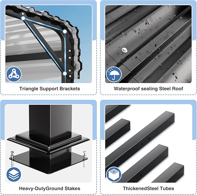 20x30 FT Metal Carport Canopy Heavy Duty with Reinforced Base and Galvanized Steel Roof & Frame, Garage Shelter for Cars, Boats and Trucks