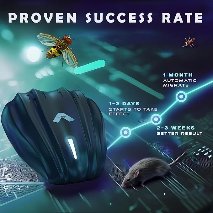 2025 Ultrasonic Pest Repeller Plug-in Device – Indoor/Outdoor Rodent Repellent Control – Solution with Fly Mosquito Squirrel Mice Bat Bug Cockroach Rat Ants Spider