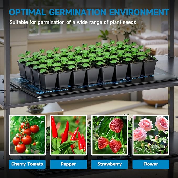 Hon&Guan 10"x 20.75" Seedling Heat Mat with Digital Thermostat Combo Set,Waterproof Plant Heating Pad for Germination,Indoor Gardening,Greenhouse