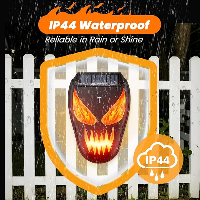 1 Pack Solar Nocturnal Animal Repeller with LED Flashing Lights, Effective Repels Deer, Coyote, Raccoon, Skunk, Fox & Hawk, Flame Predator Light for Chicken Coop, Farm, Yard & Garden
