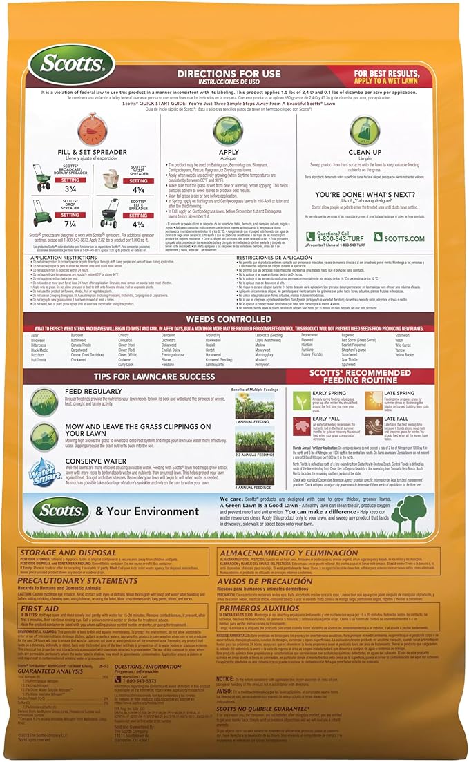Scotts Turf Builder WinterGuard Fall Weed & Feed5, Weed Killer Plus Fall Fertilizer, 12,000 sq. ft., 33.84 lbs.