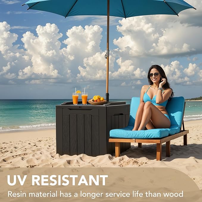 Devoko 30 Gallon Resin Deck Box Outdoor Indoor Waterproof Storage Box for Patio Furniture Pool Accessories Storage for Cushion Garden Tools (30 Gallon, Black)