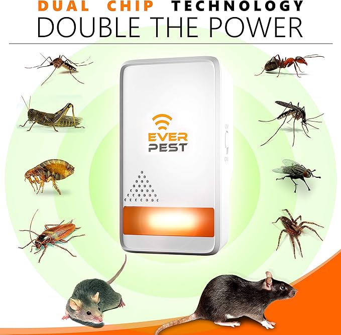 Ultrasonic Pest Control Repeller Plug in 2 Pack Repellent - Get Rid of Mosquito, Mice, Cockroach Spider Bed Bug Squirrel Fly Wasp Ant Mice Indoor, Outdoor, Patio Home Roach Infestation
