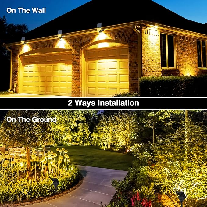 T-SUN Solar Spot Lights Outdoor 6-Pack Warm White Spotlights Solar Landscape Lights IP65 Waterproof Auto On/Off for Garden/Yard/Pathway/Patio