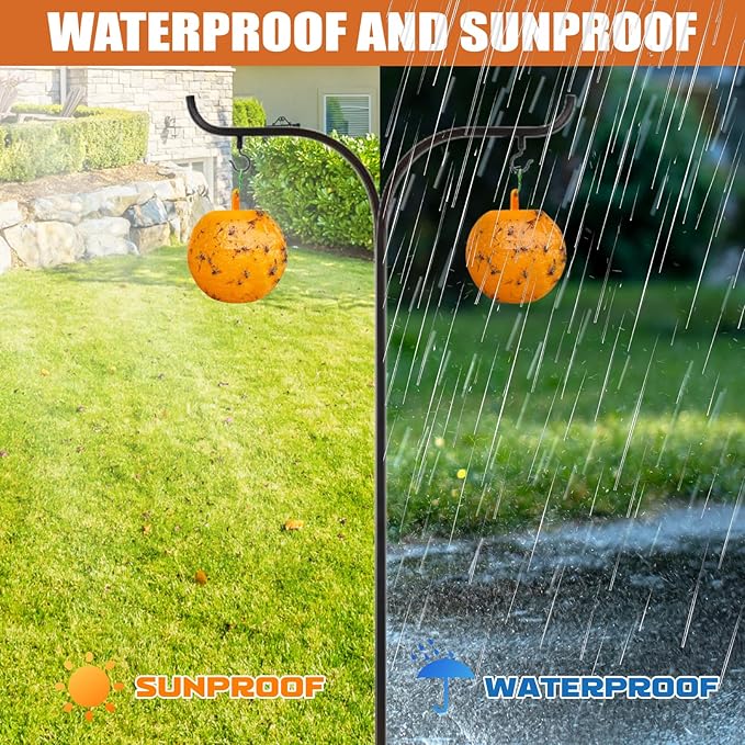 6 PCS Fruit Fly Traps Ball Fly Trap Outdoor, Hanging Bugs Sticky Ball Indoor, Gnat Trap Ball for House Plants Kitchen Drain Yard Garden (6PCS, Yellow)