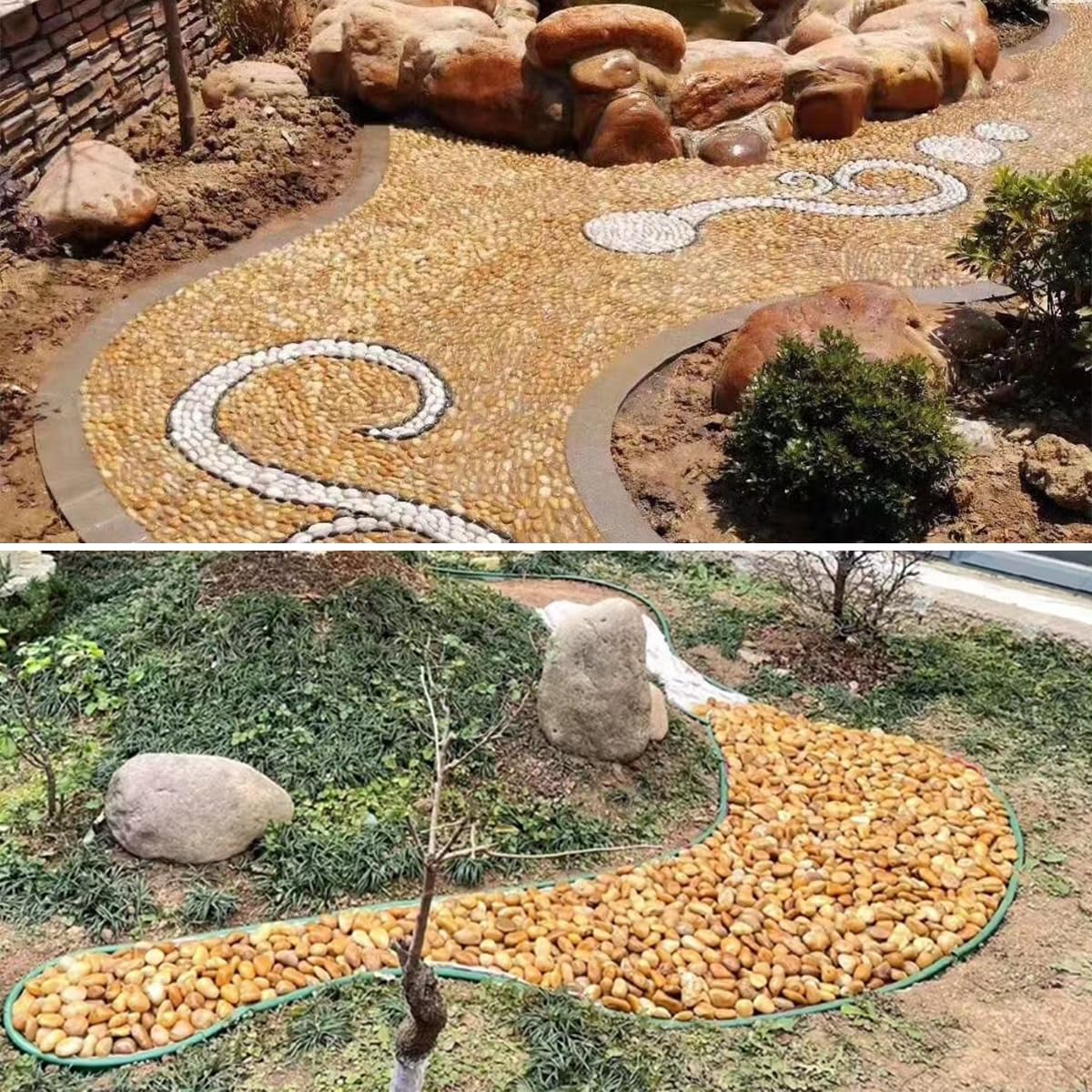 40lbs Yellow River Rocks for Landscaping, 2-3 Inch Natural Pebbles for Indoor Plants, High Polished Decorative Stones Garden Outdoor and Indoor DIY Vase Filler Fish Tank Aquariums