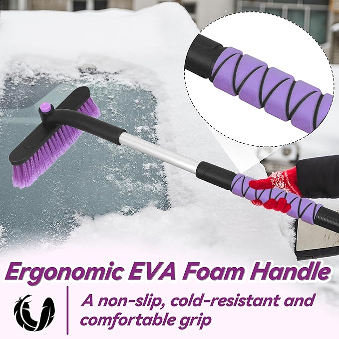 Gardzen 2 Packs 32" Snow Brush and Ice Scraper for Car Windshield, 2-in-1 Car Snow Brush and Ice Scraper, Extendable Snow Scraper with Brush, Snow Removal for Cars SUVs