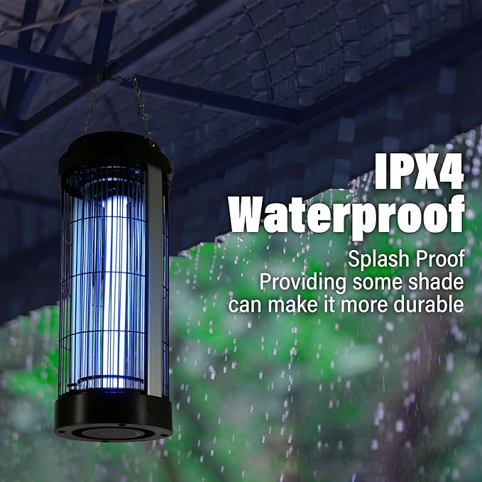 Small Bug Zapper Indoor for 3000 Sq.Ft. with 13FT Power Cord, 3000V Instant Killing Grid Removable Hanging High Power Outdoor Mosquito Killer, Fly Trap Lamps for Front Porch Backyard Outdoor