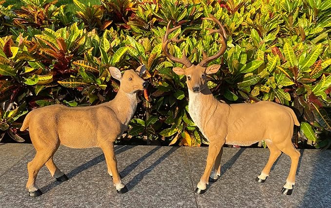 XTAPAN Resin Standing Deer Statue Couple Deer Sculpture Animals Deer Figurine Home Office Restaurant Decoration Garden Art Yard Ornament Lawn Outdoor Patio Decor Christmas 21# Standing Couple Deer
