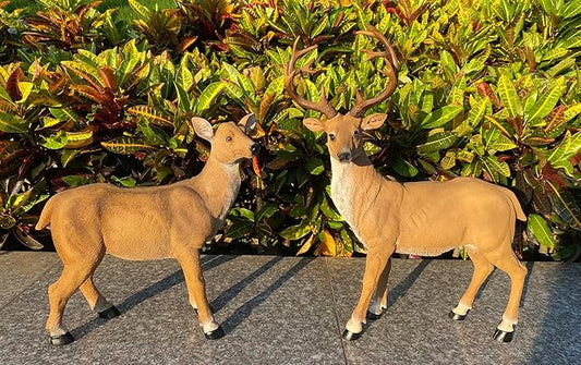 XTAPAN Resin Standing Deer Statue Couple Deer Sculpture Animals Deer Figurine Home Office Restaurant Decoration Garden Art Yard Ornament Lawn Outdoor Patio Decor Christmas 21# Standing Couple Deer