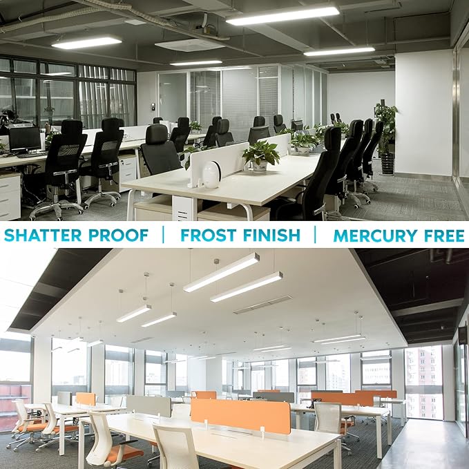 LUXRITE 4FT T5 LED Tube Lights, Type A+B, 24W=54W, 3500K Natural White, 45.78", Ballast and Ballast Bypass Compatible, Single or Double End Powered, F54T5 Fluorescent Replacement, Damp Rated (4 Pack)