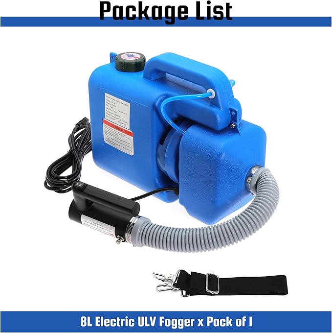 8L (2 Gallon) Electric ULV Fogger Machine, Portable Fogger Sprayer Machine Electric Atomizer Ultra Low Volume Sprayer for Home Indoor and Outdoor Cleaning Spraying Use
