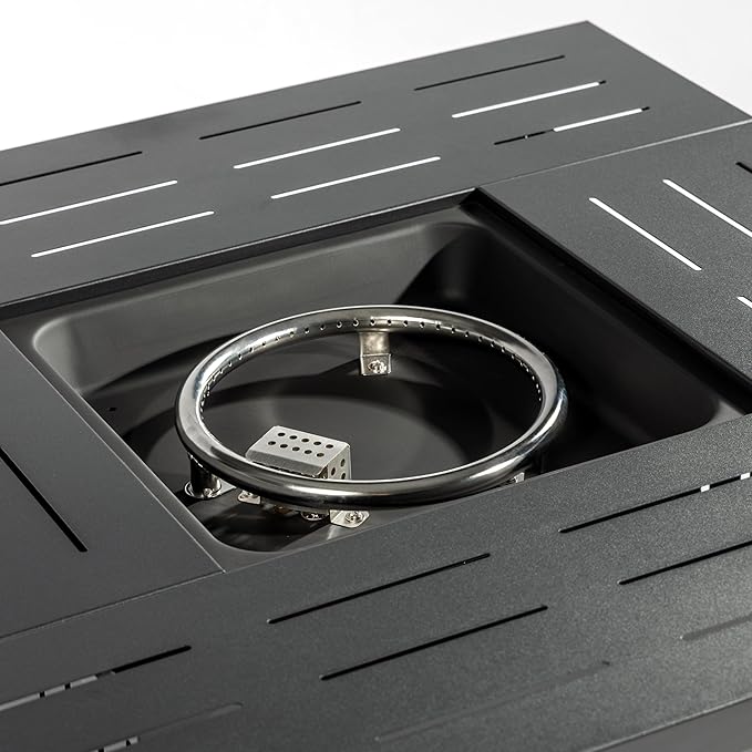 34'' Propane Fire Pit Table, 50,000 BTU Detachable Tabletop Fire Table with Steel Lid, Laval Rocks, Deck Safe Fire Pit, Gas Fire Pits for Outside Patio