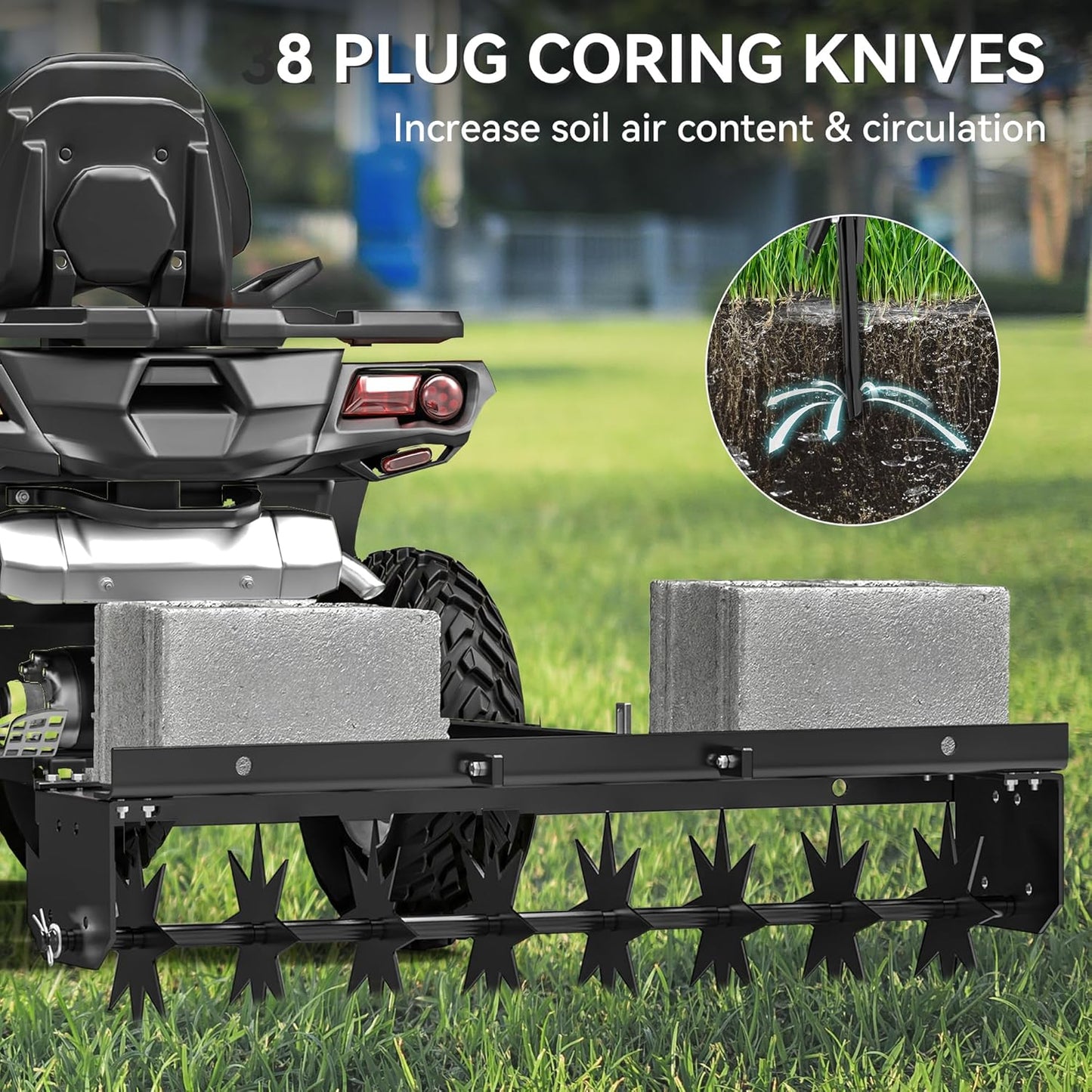 YINTATECH 48" Lawn Aerator Tow Behind with Universal Hitch for spike Aerator, Black