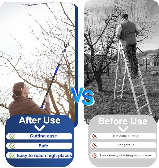 26FT Pole Saw, Telescoping Tree Trimmer with 5-20FT Extension Pole, Manual Branches Pruner for Backyard, Blue