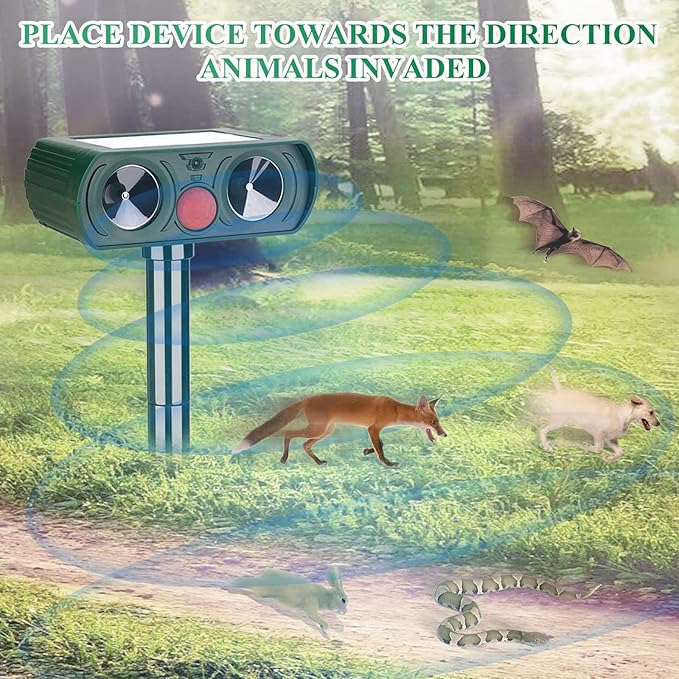 4 Pack Ultrasonic Animal Repellent Deer Repellent Devices Cat Repellent Outdoor Solar Animal Deer Deterrent Motion Activated Raccoon Repellent Dog Rabbit Squirrel for Garden Yard
