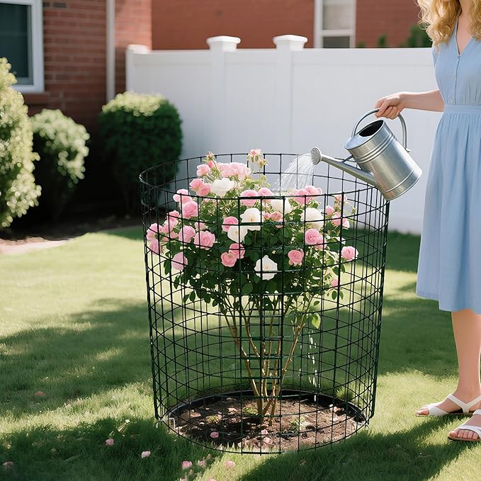 8pcs Plant Protectors from Animals, 24"x 12" Wire Plant Protector, Wire Cages for Plants with Stakes and Cable Ties, Metal Plant Cages for Plants, Vegetables, Flowers