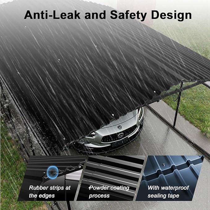 12x25FT Heavy Duty Metal Carport Canopy - Reinforced Galvanized Steel Frame, All-Weather Protection, Easy Assembly Car Port Shelter for Vehicles, Boats & Tractors