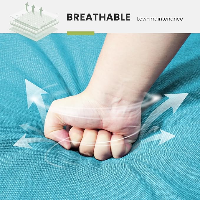 Outdoor Chair Cushions for Patio Furniture - 1 Pack Outside High Back Thick Water-Resistant Cushion 22x24 with Zipper Cover for Wicker Glider Rocking Chairs Loveseat Couch – Teal/Buckle