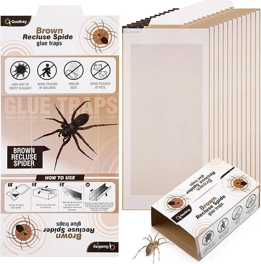 Qualirey 12 Pack Spider Traps Indoor for Brown Recluse Spiders, Extra Sticky Large Insect Glue Boards for Black Widows, Sac, Wolf and Other Crawling Bugs Inside Home
