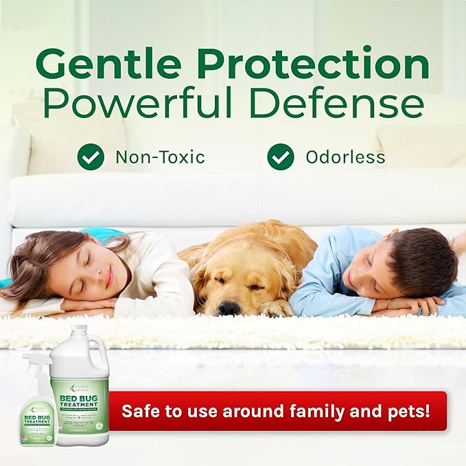 Bed Bug & Lice Elimination Duo - Includes 24 Ounce Lice, Bed Bug & Mite Spray & 128 Ounce Refill - Child & Pet Friendly - Stain & Odor Free Spray