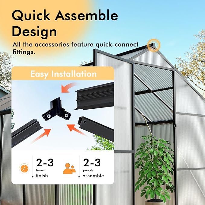 8×14FT Green Houses for Outside, Large Walk in Greenhouse for Outdoors and Winter Garden Planting, Heavy Duty Greenhouse Kit Withstands Strong Wind or Heavy Snow to Protect Vegetables or Plants