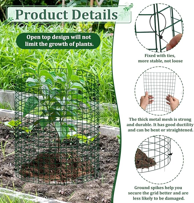 12 PCS Plant Protectors Covers from Animals, Metal Mesh Wire Plant Fence Protector Cage Garden Fence Animal Barrier Small Garden Fences Protection Chicken Wire Cloches from Animals for Outdoor Plants