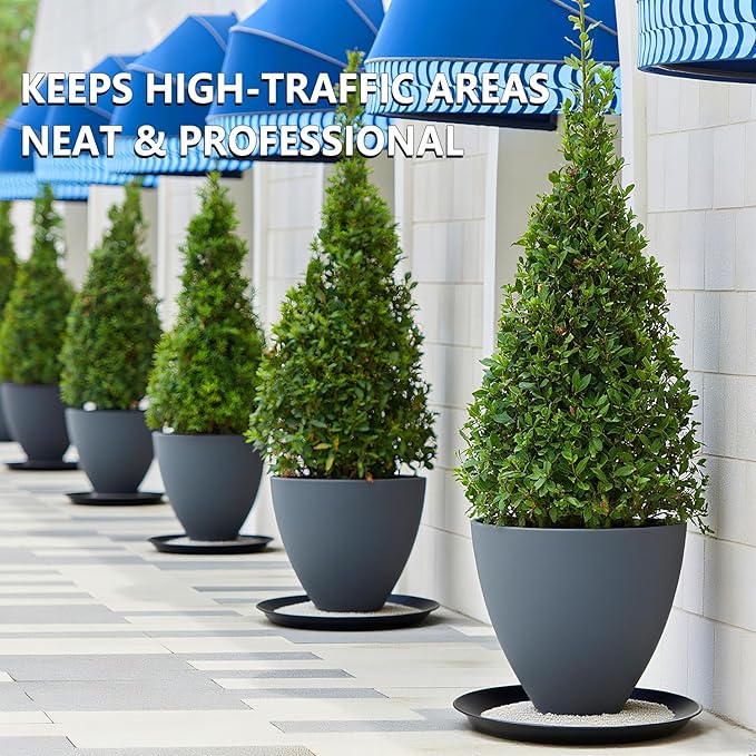 6 Pack 15-Inch Extra Large Black Plant Saucer Trays, Heavy Duty PP Plastic Saucers for Big Flower Pots, Durable Planter Water Catcher Dishes & Strong Garden Patio Drip Trays