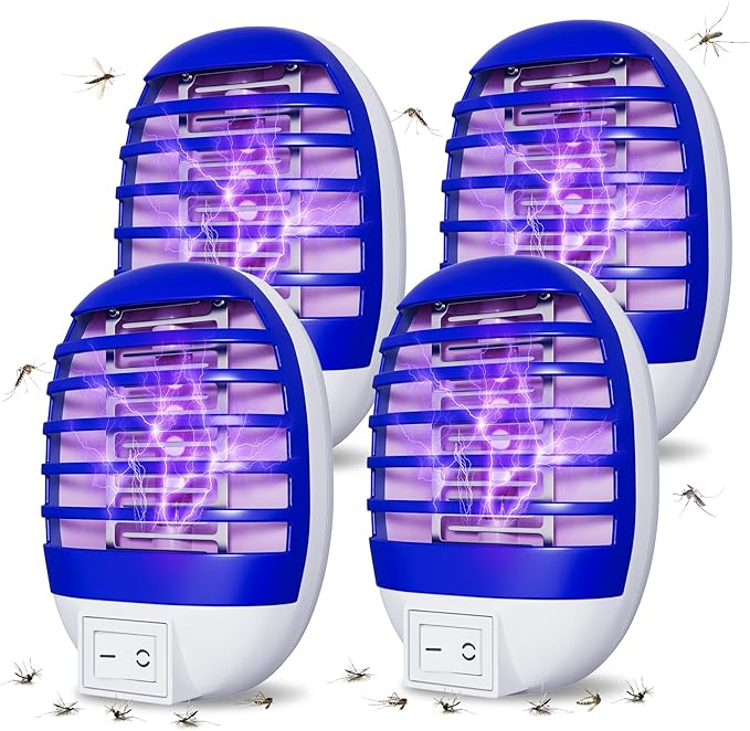 4 Pack Plug in Bug Zapper Indoor Flying Insect Trap, Electronic Mosquito Zappers Gnat Traps with LED Light for Patio, Bedroom, Kitchen, Office, Purple