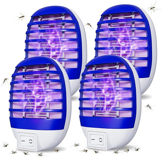 4 Pack Plug in Bug Zapper Indoor Flying Insect Trap, Electronic Mosquito Zappers Gnat Traps with LED Light for Patio, Bedroom, Kitchen, Office, Purple