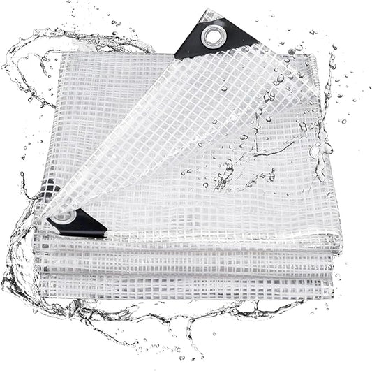 10' x 12' Clear Tarp Heavy Duty Waterproof tarps,13mil Transparent Multipurpose Protective Tarpaulin,Reinforced Edges Outdoor Waterproof Poly Tarps Cover,UV Resistant (Clear Mesh Tarp)