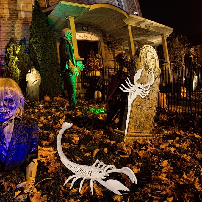 Halloween Animal Skeleton Decor Halloween Decorative Horrible Cow Bat Spider Rat Bones for Decoration (4, Scorpion)