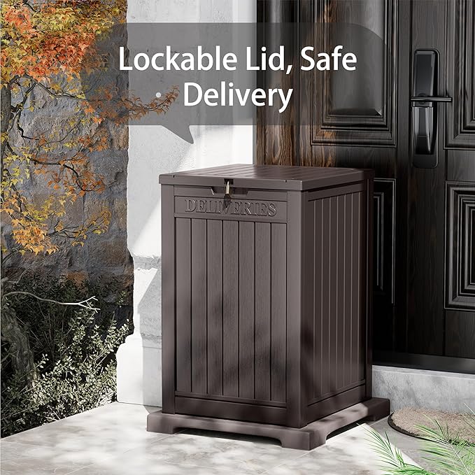 Package Delivery Box for Outside, 48 Gallon Storage with Lockable Secure, Large Resin Outdoor Package Drop Container