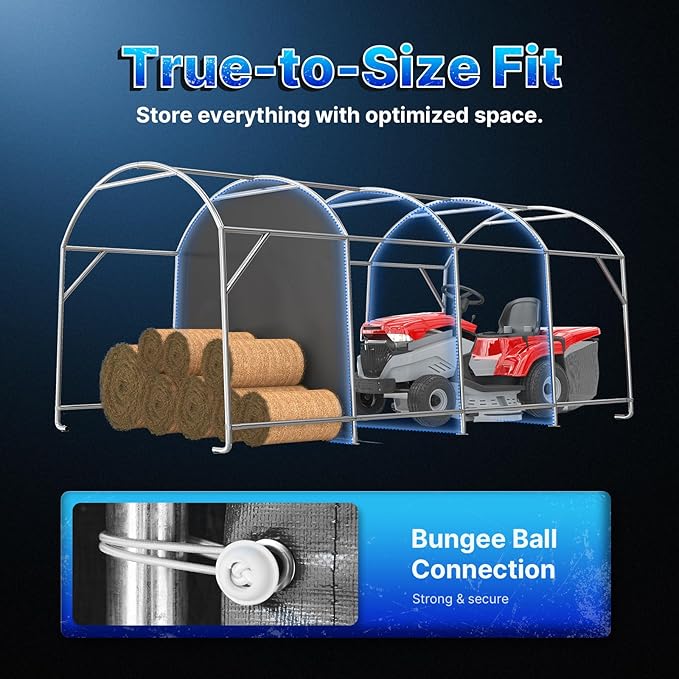 ADVANCE OUTDOOR 10x20 ft Heavy Duty Carport Outdoor Patio Large Space Canopy Storage Shelter Shed with 2 Roll up Zipper Doors & Vents for Snowmobile Garden Tools, Gray