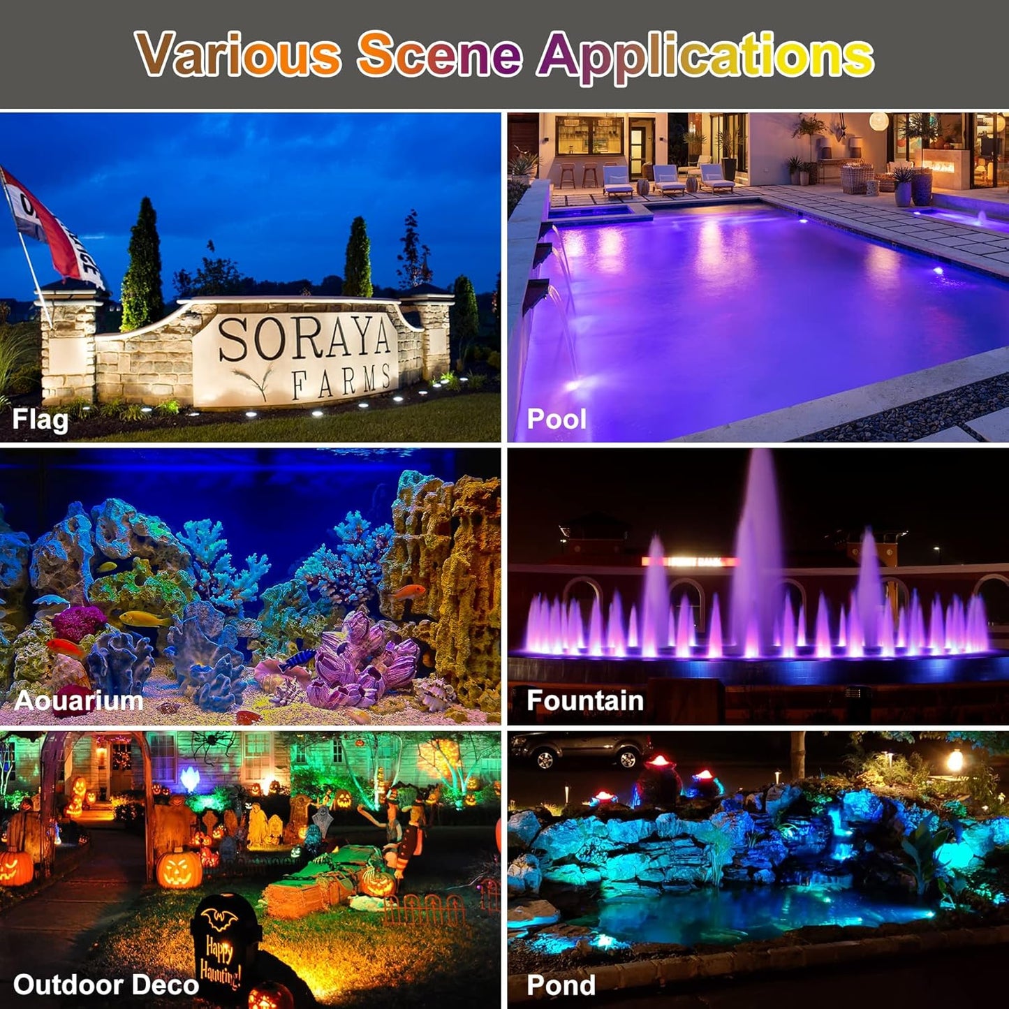 RGBW Pond Lights with Timer, 18 LED Super Bright Underwater Submersible Fountain Lights Color Changing Spotlights, Remote Control IP68 Waterproof for Fish Aquarium Tank Garden Pool (Set of 3)