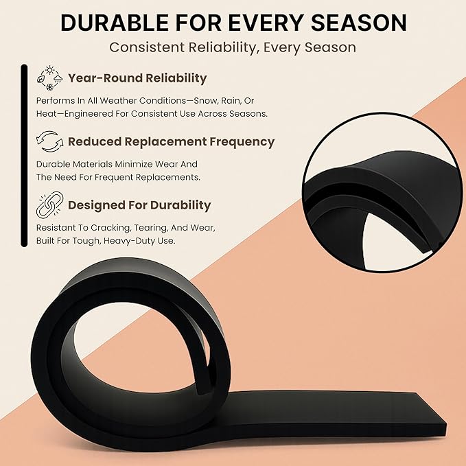 Simond Store- Rubber Cutting Edge for Snow Plow –Heavy Duty 60" x 4" x 0.75" Snow Plow Deflector Smooth & Surface-Safe Snow Clearing - Fit for ATV Tractors, Skid Steers & UTVs Snow Pusher Cutting Edge