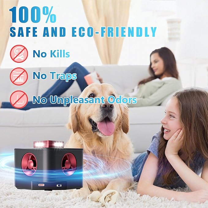 Newly Upgraded Chip-Ultrasonic Pest Repeller Indoor,Variable Frequency Rodent Repellent, Prevents Adaptation, Squirrel Repellent for House,Suitable for Attics,Garages,RVs,etc.
